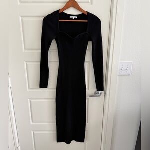 Reformation Ribbed Knit Midi Dress Black